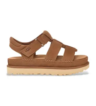 per donna 1137890 Sandali Goldenstar Strap in pelle marrone (41), Basso, Velcro, Casual Menta