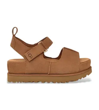 per donna 1167356 Sandali Goldenstar Hi in pelle marrone (39), 3 a 5cm, Velcro, Casual Menta