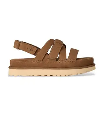 per donna 1175122 Sandali Goldenstar Gleam in pelle marrone (38), Basso, Camoscio, Velcro, Casual
