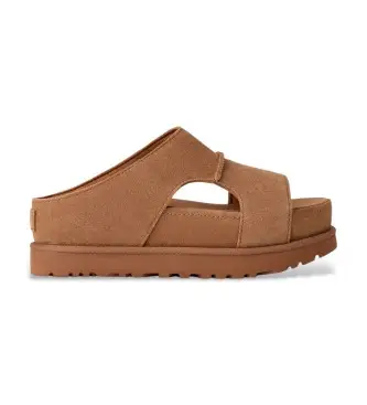 per donna 1175132 Sandali Goldenstar Hi Cutout Slide marroni (38), Marrone, 3 a 5cm, Camoscio, Nessuno, Casual Pelle