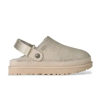 per donna 1177853 Zoccoli Goldenstar Crackle Clog in pelle bianca effetto craquelé (38), Bianco, Basso, Fibbia, Casual Naturale