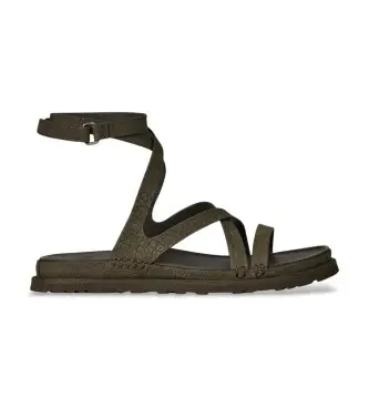 per donna 1178570 Sandali verdi GoldenGaze con cinturino alla caviglia in rilievo (38), Pelle, Basso, Fibbia, Casual, Verde