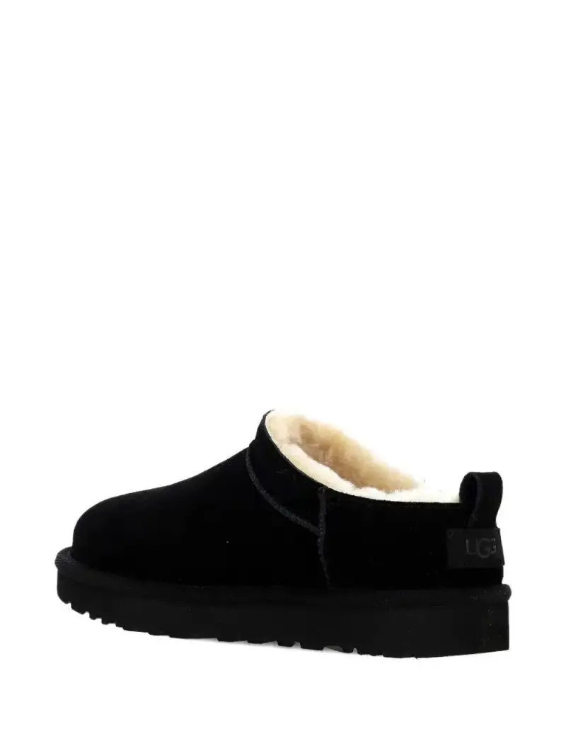 Scarpe neri in camoscio con shearling e punta tonda Nero miniatura 3