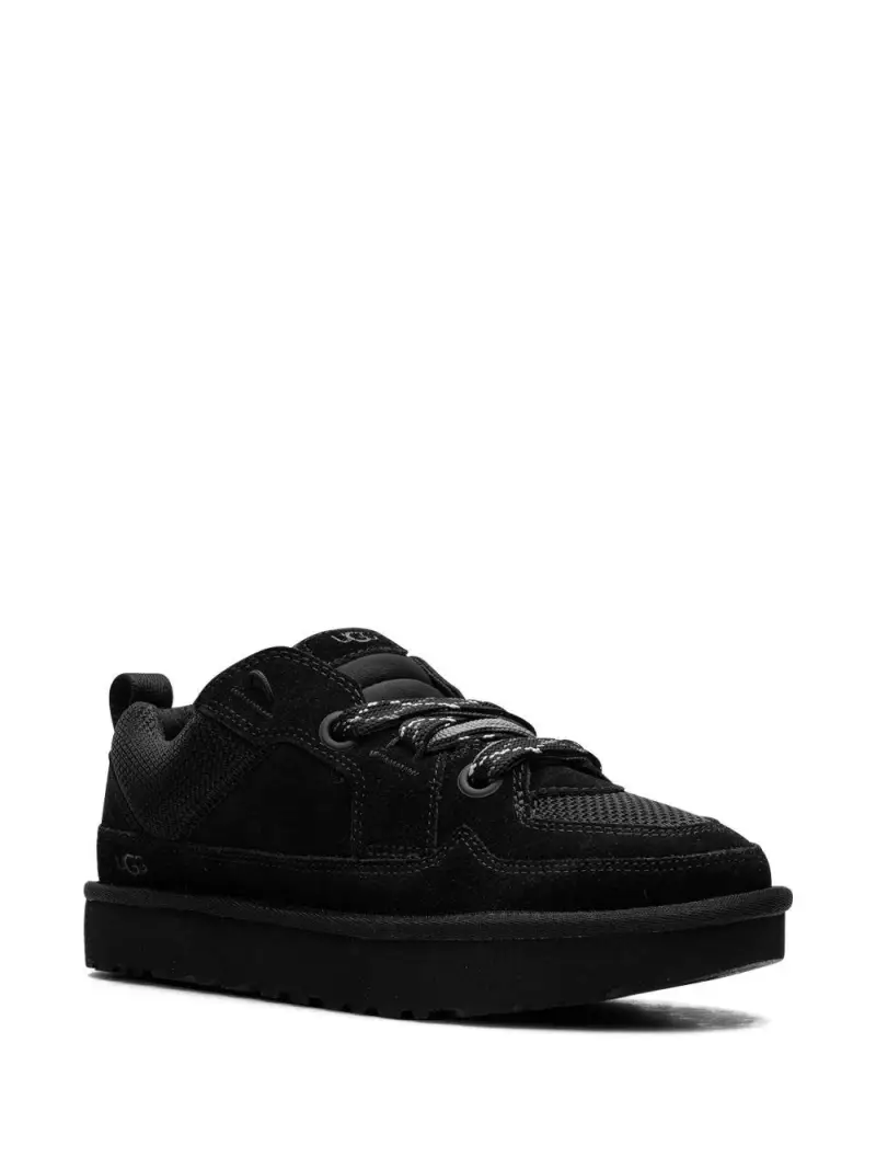 Sneakers in Pelle Scamosciata con Suola Piatta Nero miniatura 3