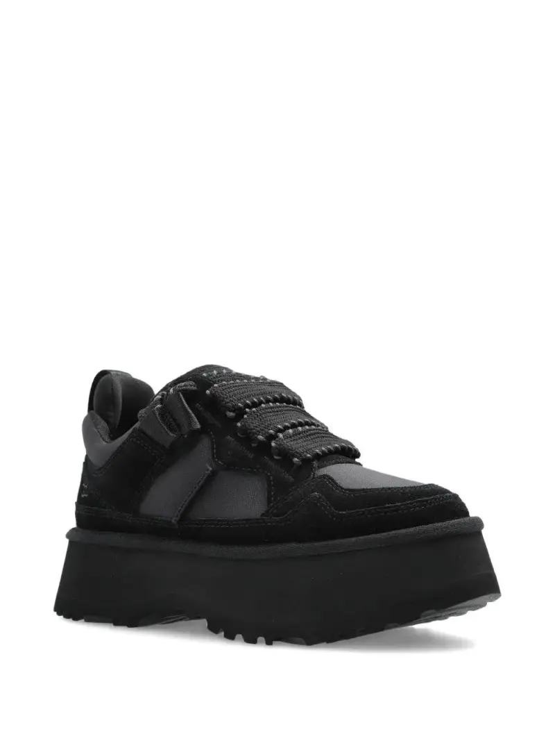 Sneakers nere in camoscio con plateau e lacci Nero miniatura 3