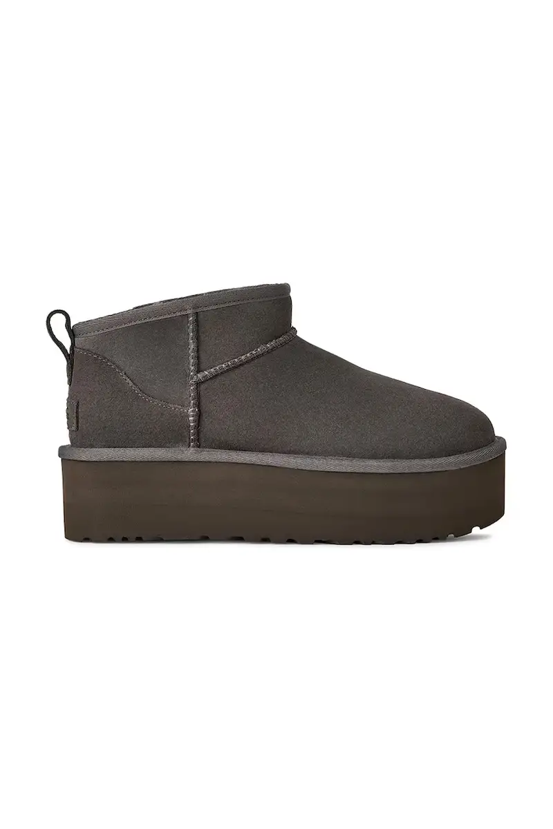 stivali da neve in camoscio Classic Ultra Mini Platform Grigio