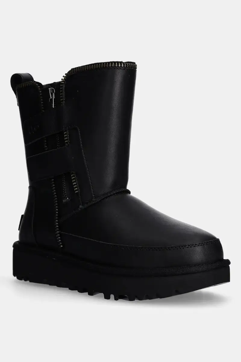 stivali da neve in pelle Classic Short Moto Boot colore nero 1164710-BLK