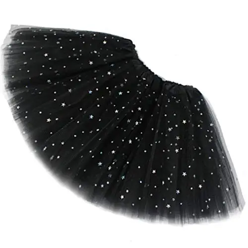 Ugitopi - Gonna tutù da Bambina, con Paillettes Luccicanti, in Tulle, a Strati, Black
