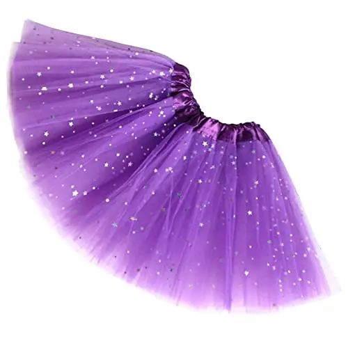Ugitopi - Gonna tutù da Bambina, con Paillettes Luccicanti, in Tulle, a Strati, Dark Purple