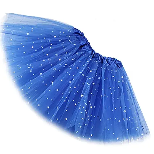 Ugitopi - Gonna tutù da Bambina, con Paillettes Luccicanti, in Tulle, a Strati, Royal Blue