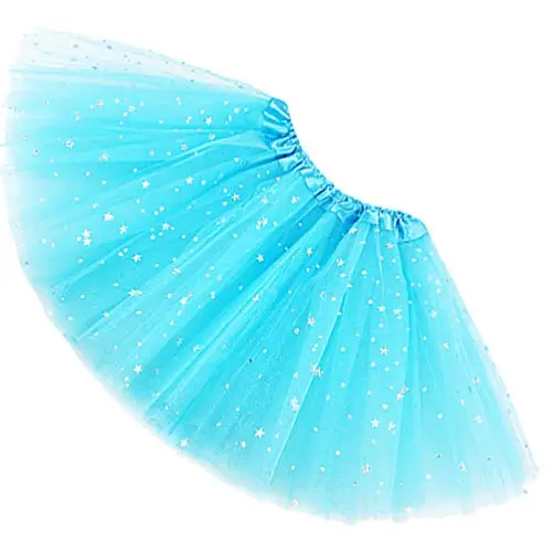 Ugitopi - Gonna tutù da Bambina, con Paillettes Luccicanti, in Tulle, a Strati, Water Blue
