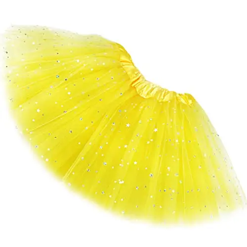 Ugitopi - Gonna tutù da Bambina, con Paillettes Luccicanti, in Tulle, a Strati, Yellow