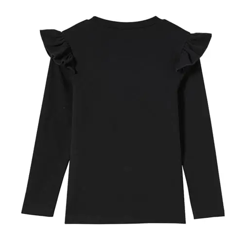 Ugitopi Maglietta a Maniche Lunghe da Ragazza, a Maniche Lunghe, con Scollo Rotondo, per Bambine, Nero, 3 Anni miniatura 2
