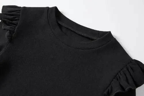 Ugitopi Maglietta a Maniche Lunghe da Ragazza, a Maniche Lunghe, con Scollo Rotondo, per Bambine, Nero, 3 Anni miniatura 3