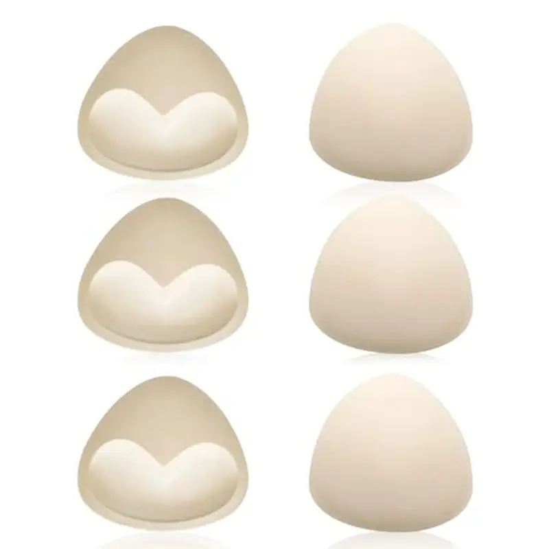 UILYNIU 3 Paia Inserti per Reggiseno Triangolare, Push Up Reggiseno Inserto in Schiuma, Inserti Imbottiti Reggiseno Imbottiture Sportive per Costumi da Bagno, Imbottitura Bikini (Beige)