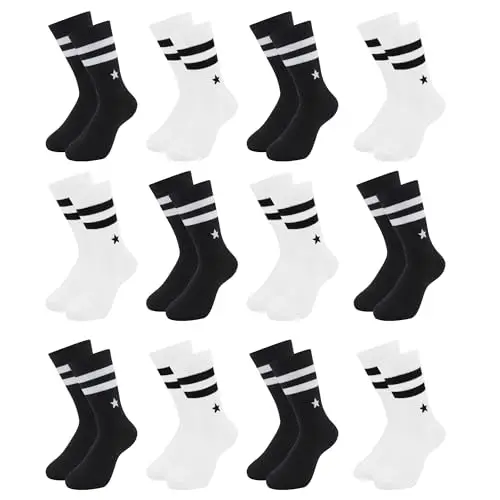 Uizuooy Calzini Sportivi Traspiranti a Compressione per Bambini - 12 Paia Cotone Colorati per Calcio e Tennis