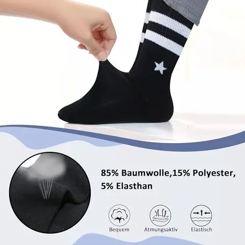 Uizuooy Calzini Sportivi Traspiranti a Compressione per Bambini - 12 Paia Cotone Colorati per Calcio e Tennis miniatura 3