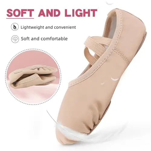Ulicox Scarpette Danza Classica Bambina Scarpe da Ballo Donna in Pelle Mezze Punte Ginnastica Scarpette Suola Divisa miniatura 3