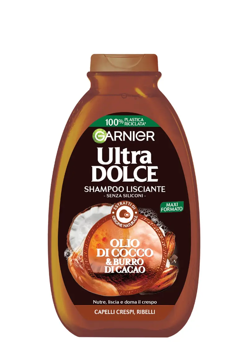 ULTRA DOLCE, Garnier Shampoo Ultra Dolce Olio Di Cocco E Burro Di Cacao, Shampoo Per Capelli Crespi, 300 Ml., Donna, Bianco ottico, Taglia: FASUL