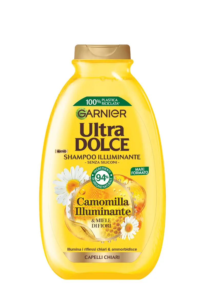 ULTRA DOLCE, Garnier Shampoo Ultra Dolce, Shampoo Per Capelli Chiari, Camomilla E Miele, 300 Ml., Donna, Bianco gesso, Taglia: FASUL