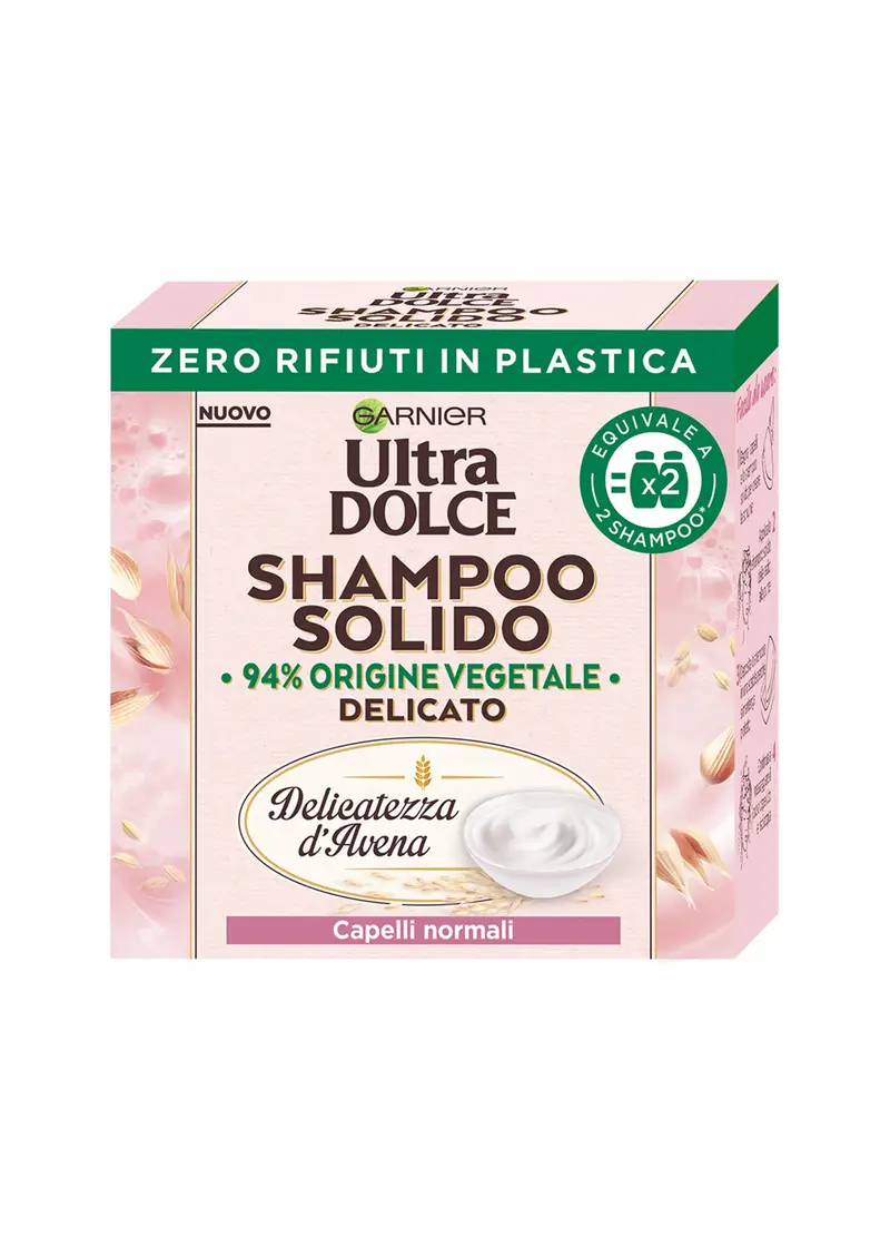 ULTRA DOLCE, Garnier Ultra Dolce Shampoo Solido Delicatezza D’avena, Per Cute Sensibile E Capelli Delicati, Con Packaging 100% Ecologico Plastic-free, 60 Gr., Donna, Bianco, Taglia: FASUL