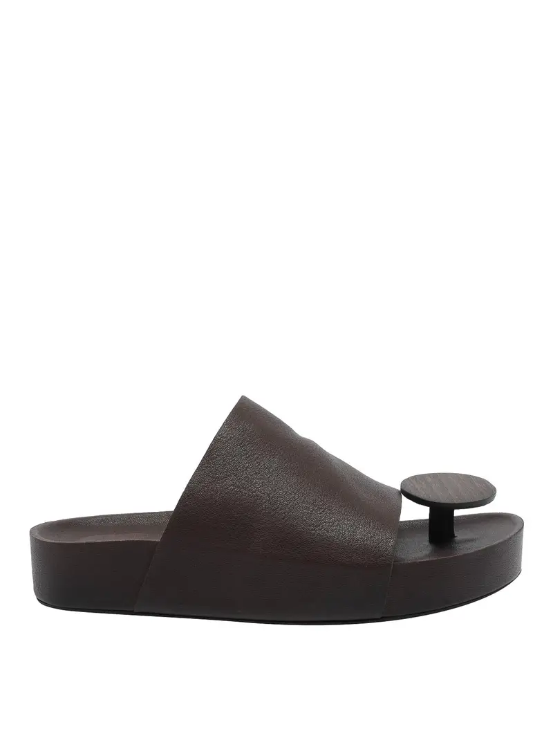 Uma Wang Sandali scorrevoli rotondi marroni Marrone