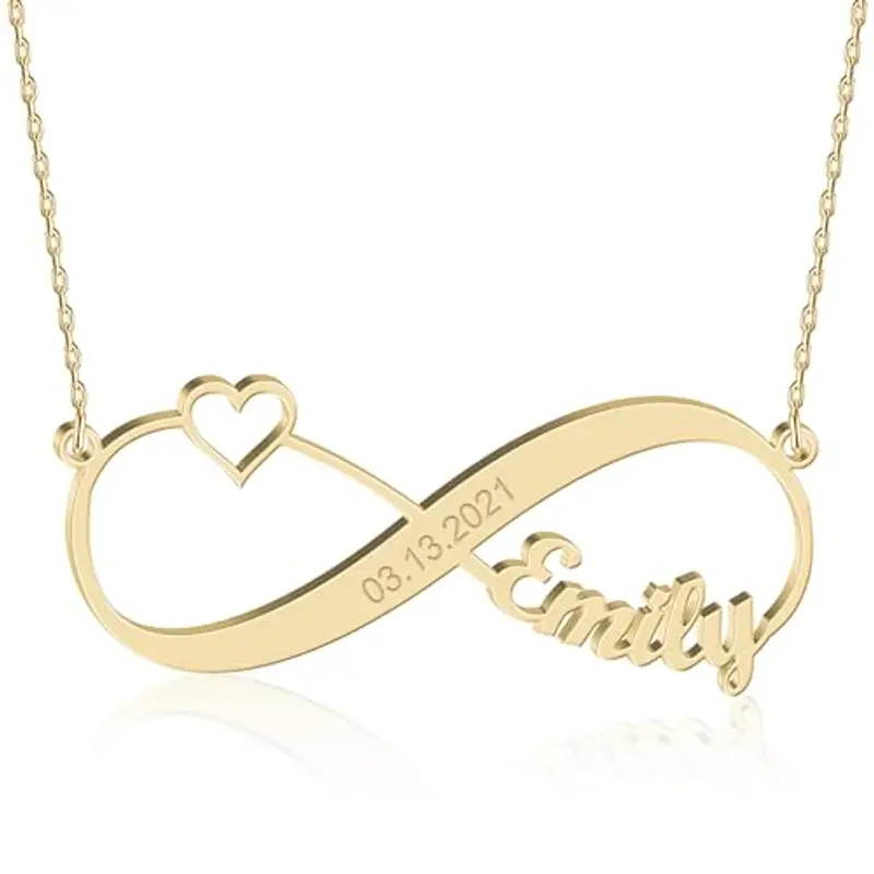 UMAGICBOX Collier Infini Personnalisé avec Cœur - Bijou Unique pour Elle, Cadeau Original pour Anniversaires,