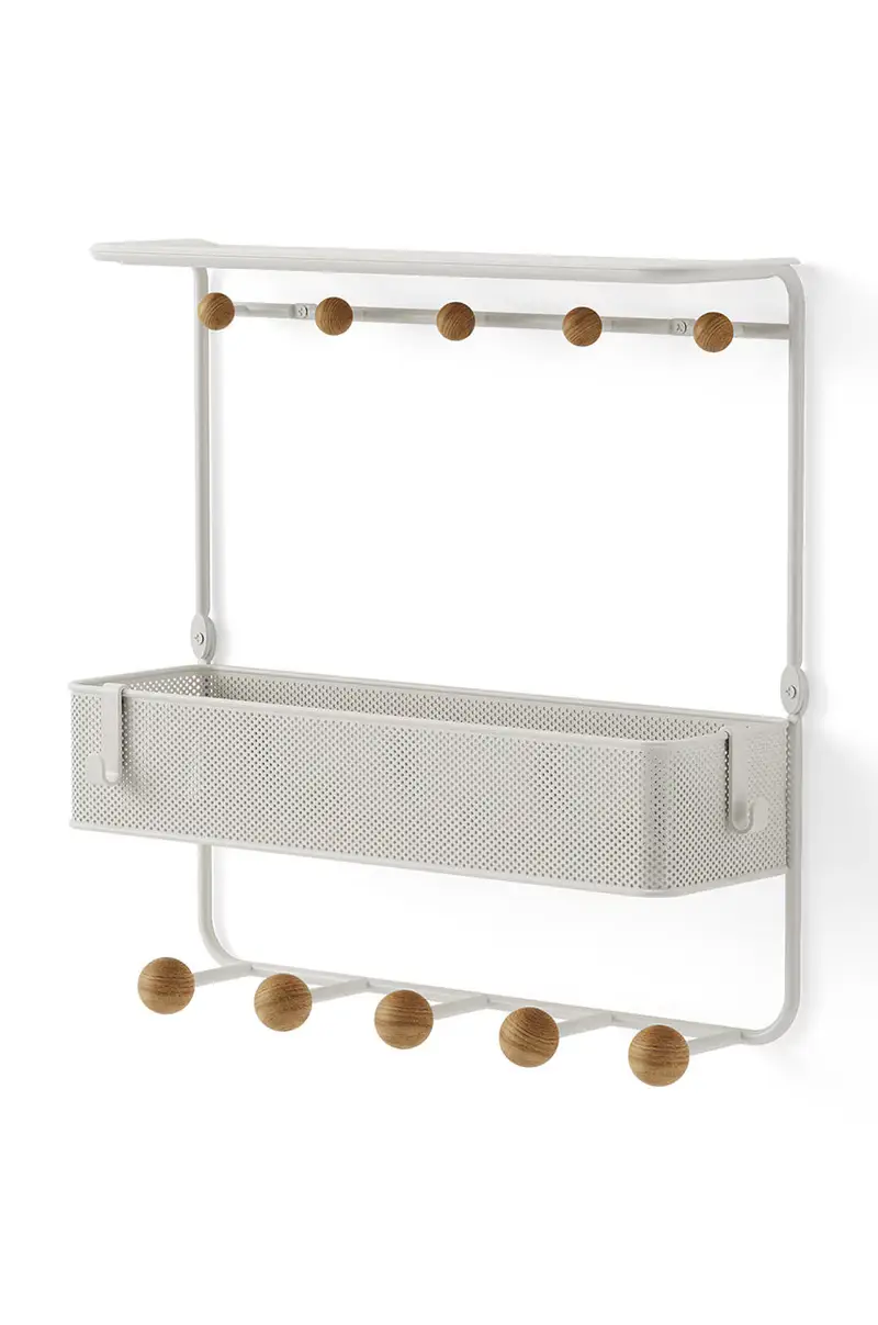 appendiabiti da parete con mensola Bianco miniatura 2