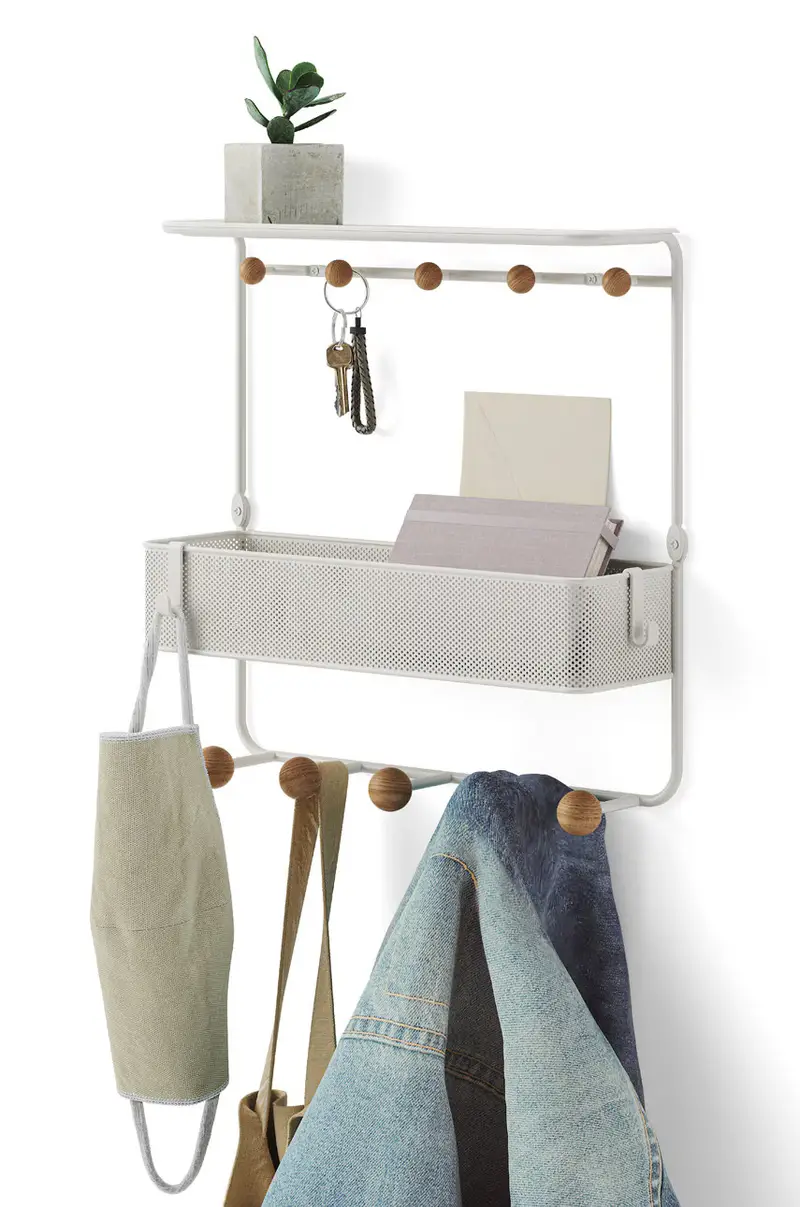 appendiabiti da parete con mensola Bianco miniatura 4