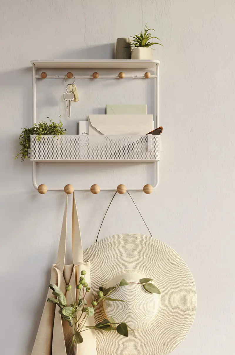 appendiabiti da parete con mensola Bianco miniatura 5