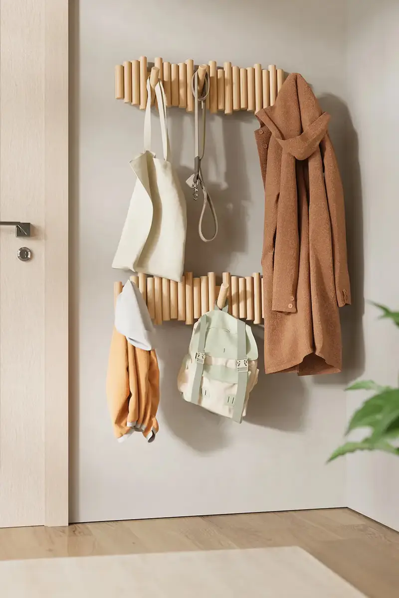 appendiabito da parete Picket Rail Hook 60 x 18 x 5 cm Beige miniatura 5