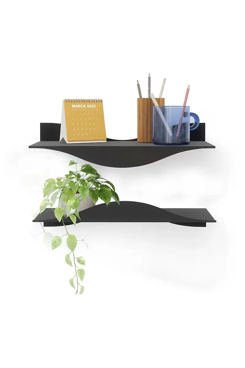 scaffale a parete Surf 43, 1 x 17, 7 x 9, 9 cm pacco da 2 colore nero miniatura 2