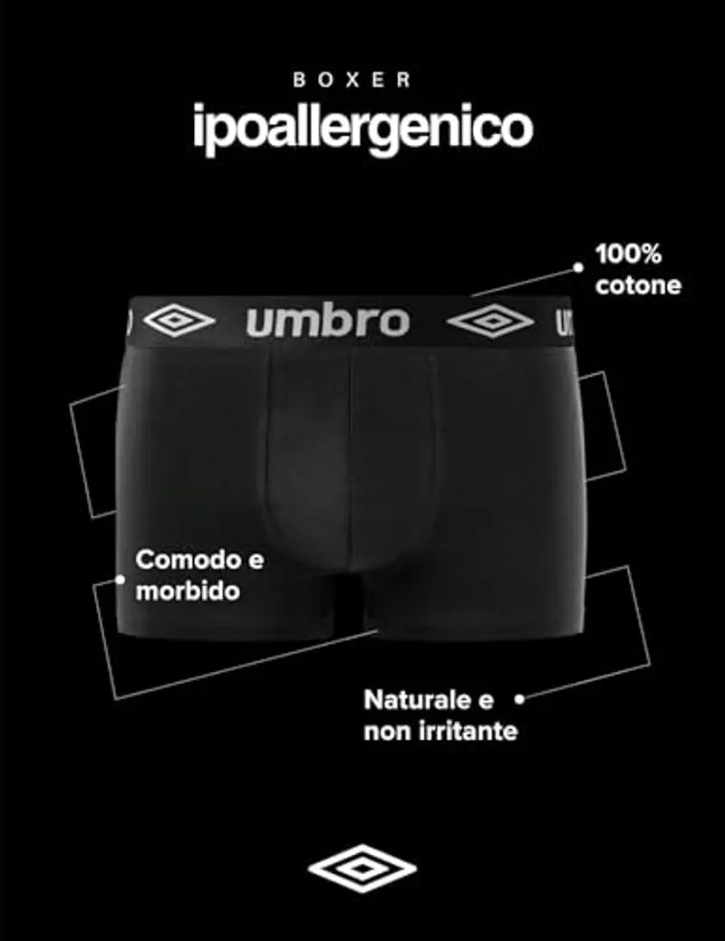 Umbro Boxer Uomo Nero 1295102 miniatura 2
