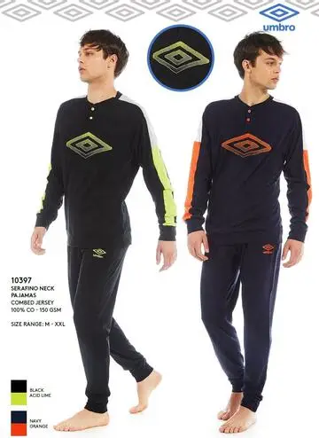 Pigiama uomo a manica lunga in jersey di cotone Umbro 10397