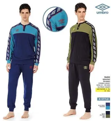 Pigiama uomo a manica lunga in jersey di cotone Umbro 10450