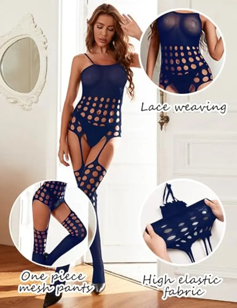 UMIPUBO Lingerie Donna Sexy Intima Pizzo Babydoll Un Pezzi Trasparente Pigiama Camicia da Notte Mesh Backless Indumenti miniatura 3