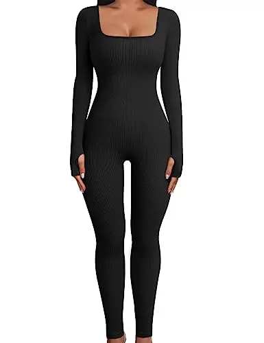 UMIPUBO Tuta Intera Donna Yoga Jumpsuit Sportiva Manica Lunga Tuta Intera Scollo U Completo Tinta Unica One Piece