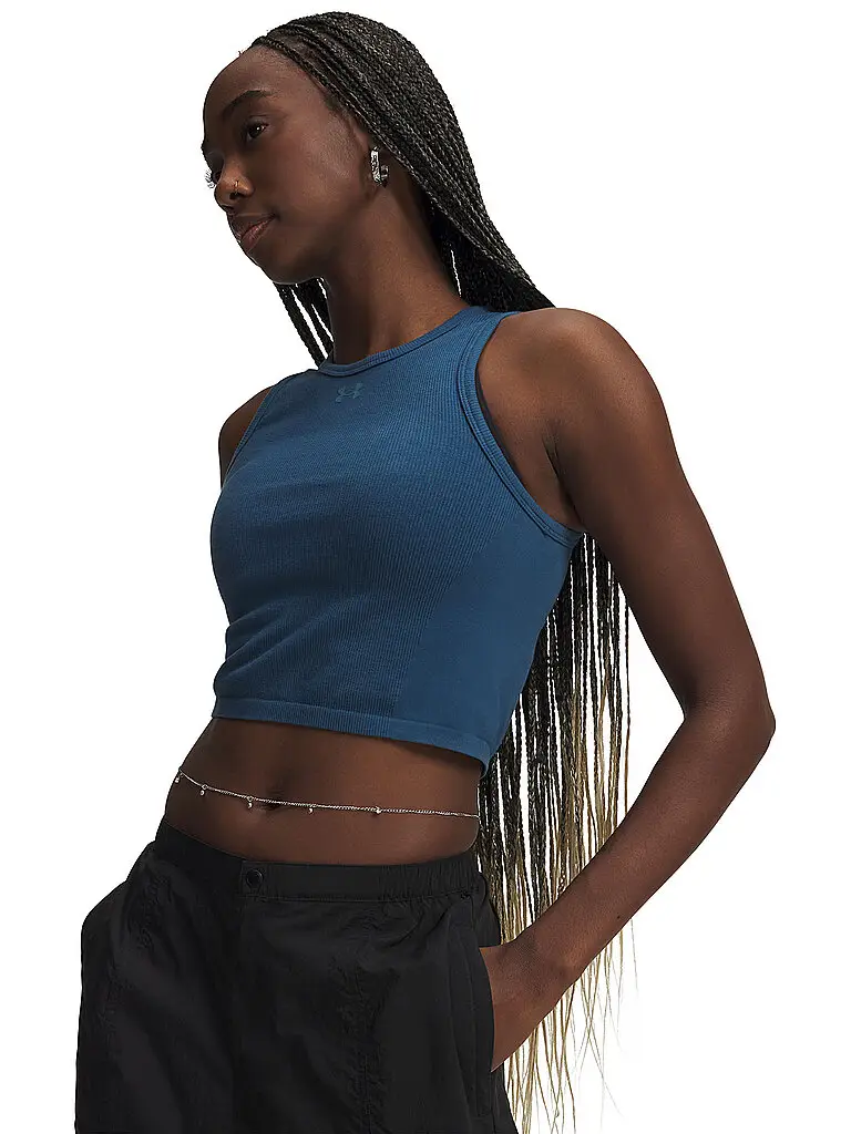 Canotta da donna UA Crop Seamless blu | XS