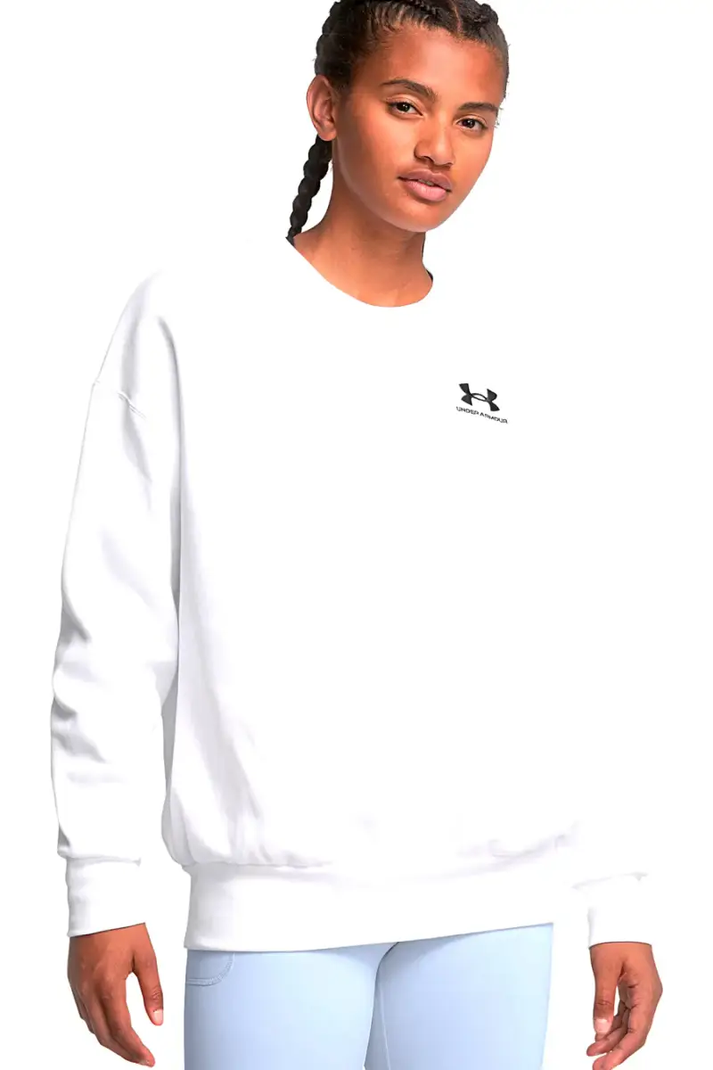 Felpa Bianca Girocollo Senza Cappuccio Under Armour Essential Fleece [BIANCO] miniatura 4