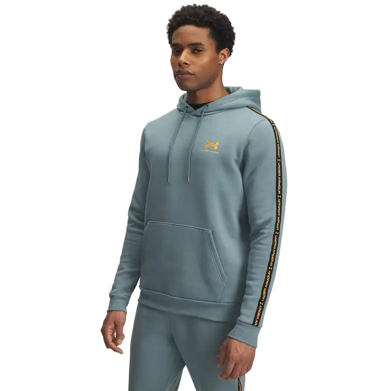 Felpa con cappuccio a bande scritte Under Armour Icon Fleece Bleu
