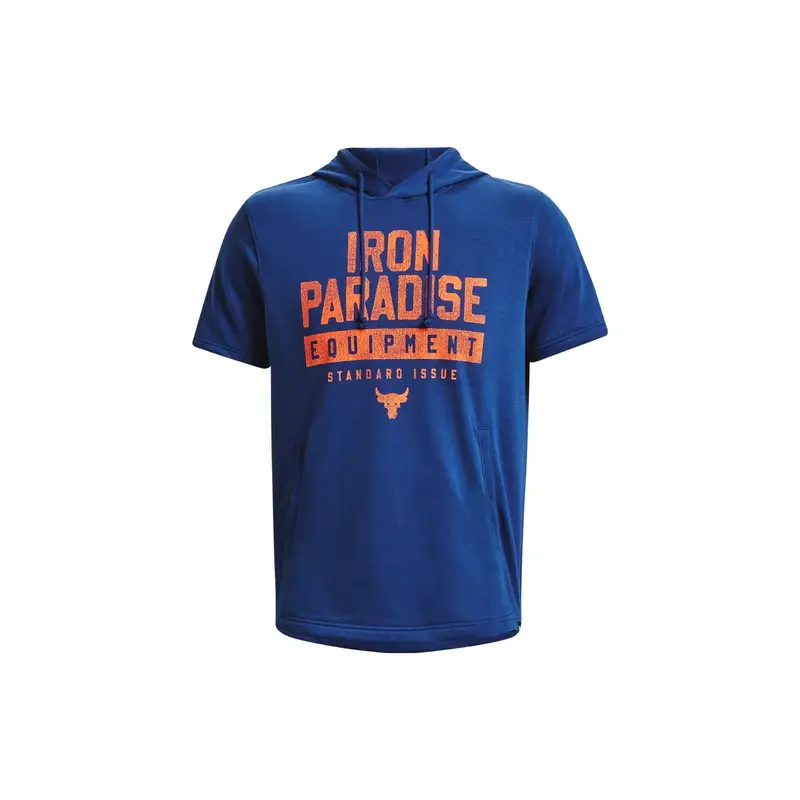 Felpa con cappuccio a maniche corte con stampa Project Rock Under Armour da uomo Blu Fantasma 1378018-471 L