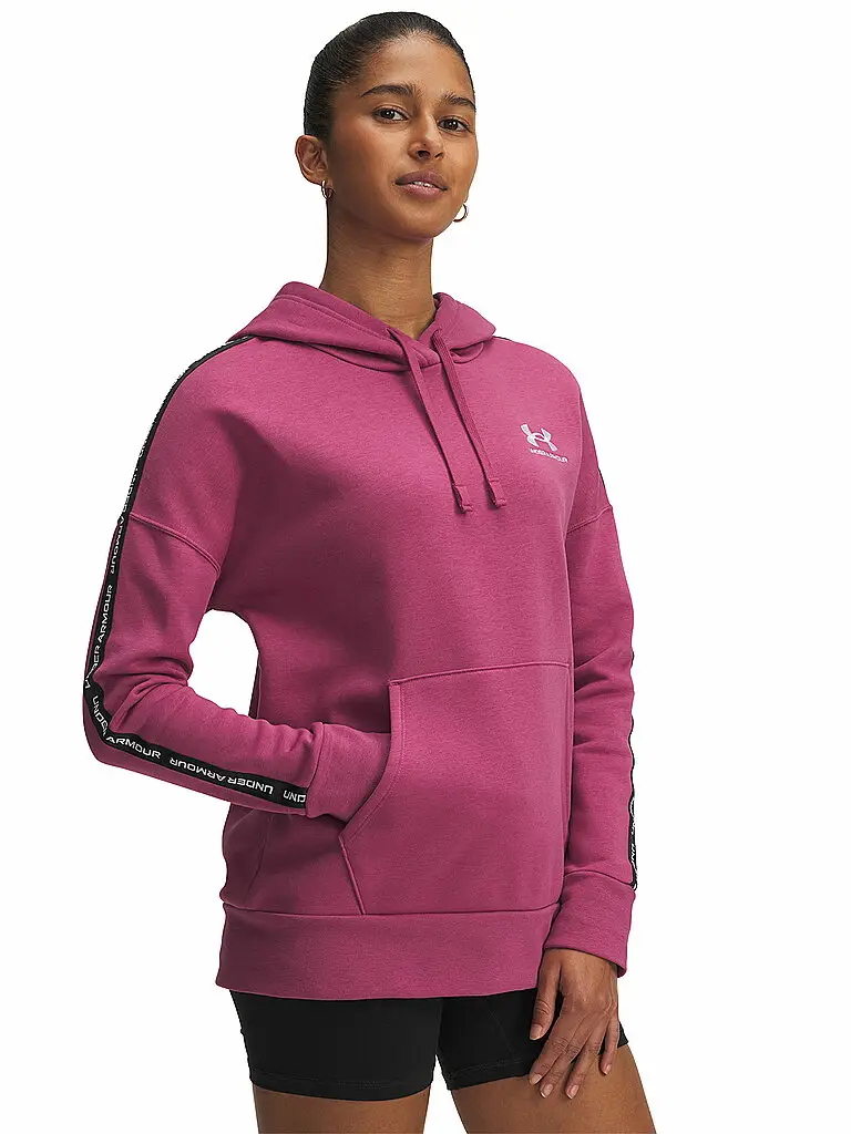 Felpa con cappuccio da donna UA Icon Fleece Taped bacca | XS
