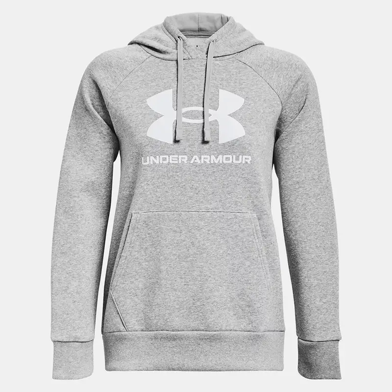 Felpa Con Cappuccio Grigio Chiaro Melange Ua Rival Fleece Grande Logo Under | Under Armour