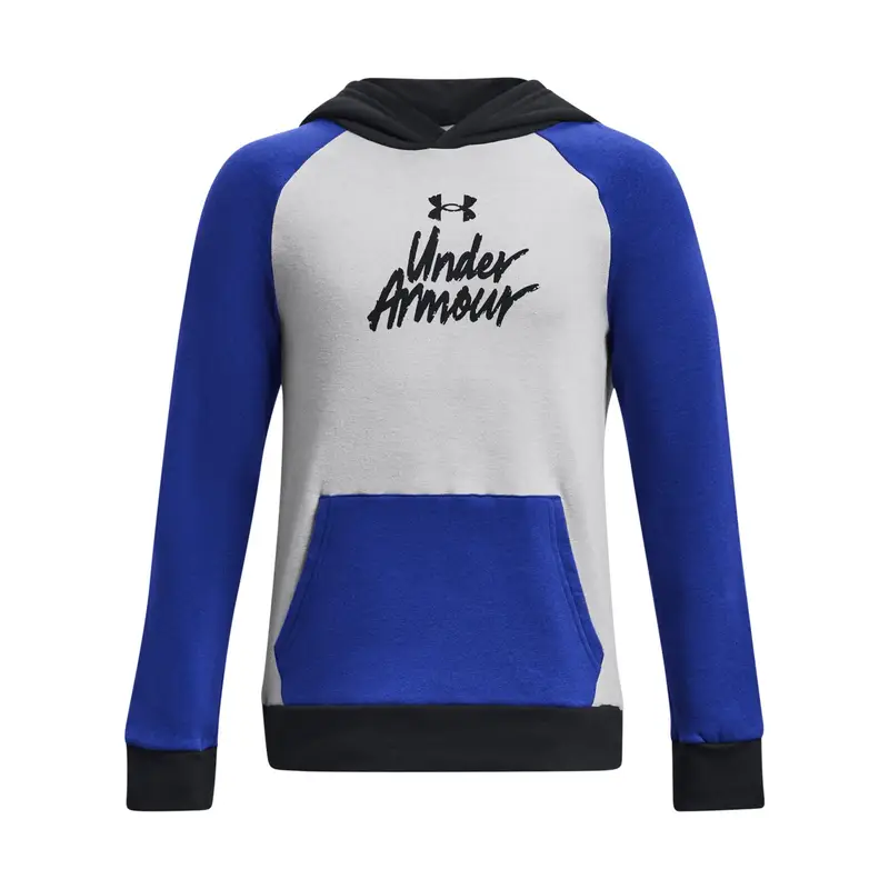 Felpa con cappuccio per bambini Under Armour Rival Fleece Script Colorblock Bleu
