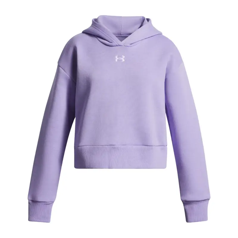 Felpa corta con cappuccio da bambina Under Armour Rival Fleece Blanc