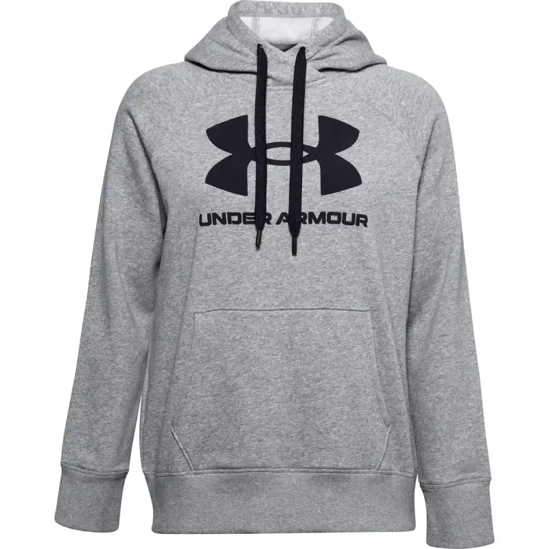 Felpa da donna con cappuccio Under Armour avec logo Rival Fleece Argenté