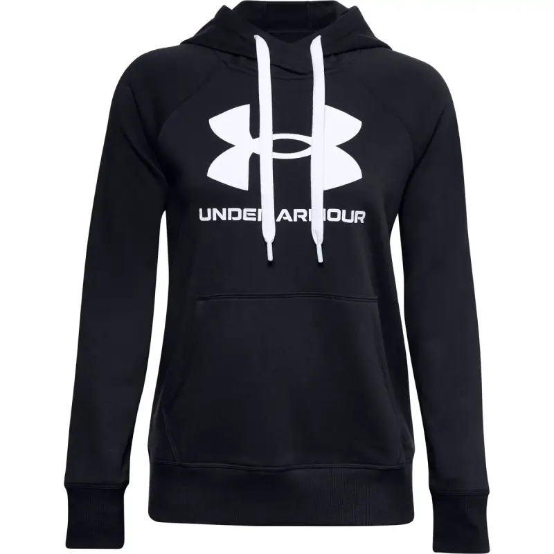 Felpa da donna con cappuccio Under Armour avec logo Rival Fleece Noir