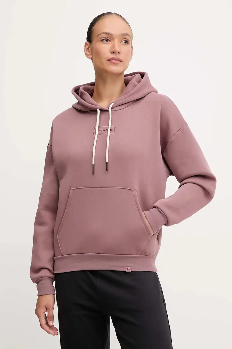 felpa Project Rock donna colore marrone con cappuccio con applicazione 6005087