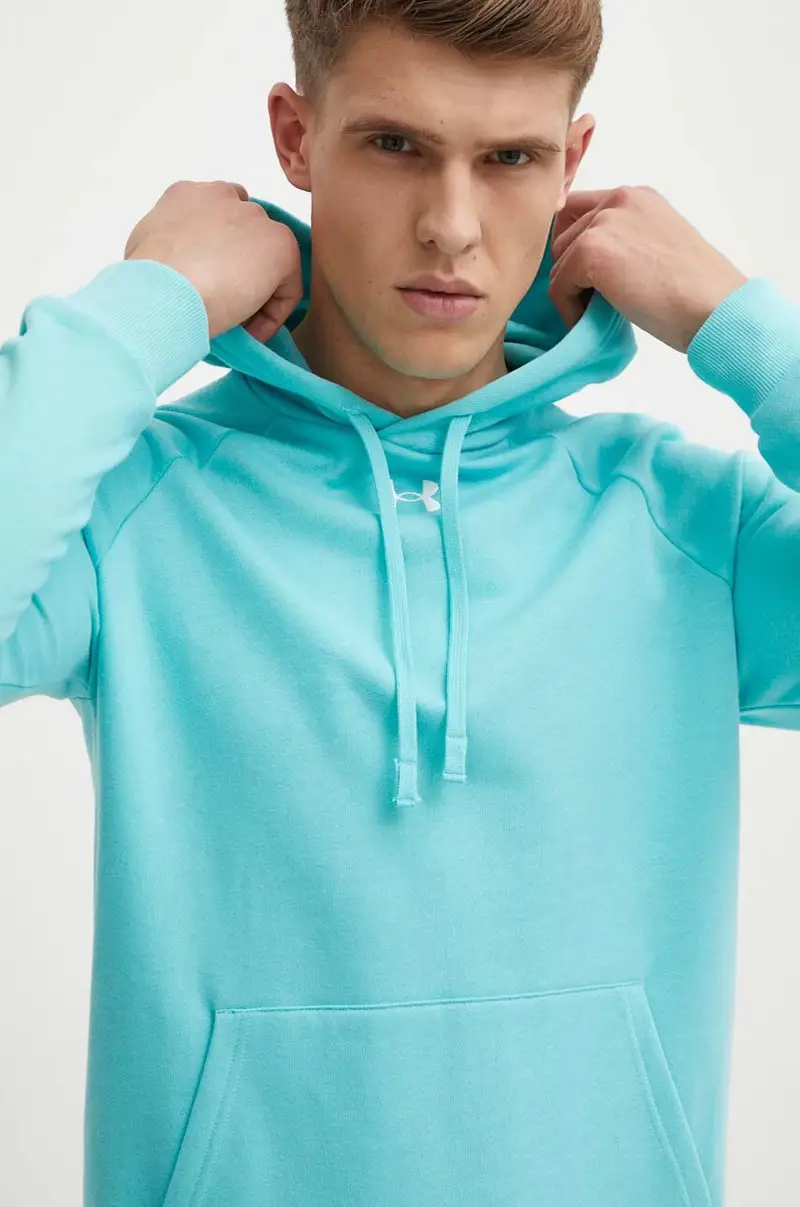 felpa uomo colore turchese con cappuccio
