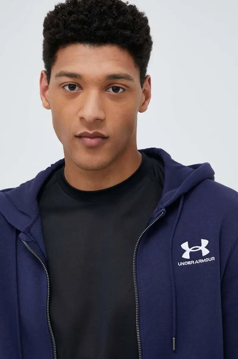 felpa uomo con cappuccio Blu navy miniatura 4